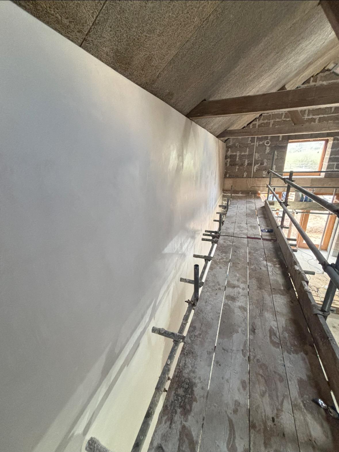 Professional internal plastering in progress